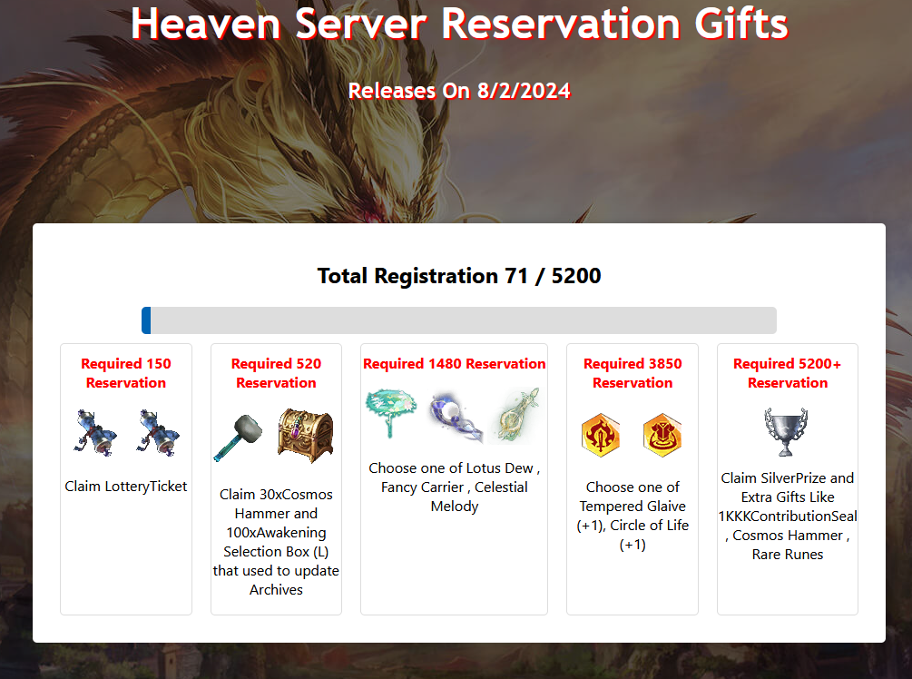 New Server Reservation [Heaven]